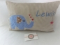 Preview: ★ 35x23 cm Kissen Geburt Elefant Name ★ von Lüttentüddel