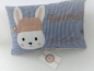 Preview: ★ 35x23 cm Kissen Geburt Hase Junge Name Geburt Einschulung Taufe ★ von Lüttentüddel