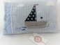 Preview: ★ 35x23 cm Kissen Geburt Einschulung KITA Kissen to go Boot Segelboot Name ★ von Lüttentüddel