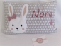 Preview: ★ 35x23 cm Kissen ★ Geburt Hase Mädchen Name Sternchen grau ★ von Lüttentüddel ★