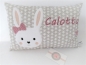 Preview: ★ 35x23 cm Kissen ★ Geburt Hase Mädchen Name Sternchen grau ★ von Lüttentüddel ★