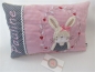 Preview: ★ 35x23 cm Kissen Geburt Einschulung Kita Taufe Hase  Mädchen Name ★ von Lüttentüddel