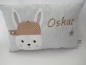 Preview: ★ 35x23 cm Kissen Geburt Hase Junge Name ★ von Lüttentüddel