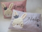 Preview: ★ 35x23 cm Kissen Geburt Hase Krone Mädchen Name ★ von Lüttentüddel