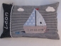 Preview: ★ 35x23 cm Kissen Geburt Taufe Einschulung KITA  Boot Segelboot Name Schmusekissen ★ von Lüttentüddel
