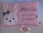 Preview: ★ 35x23 cm Kissen Geburt Hase Mädchen Name ★  Einschulung Taufe KITA von Lüttentüddel