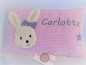 Preview: ★ 35x23 cm Kissen Geburt Hase Schleife Mädchen Name  Einschulung Taufe Schmusekissen Kissen to go...★ von Lüttentüddel