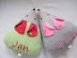 Preview: Zauberhafte Maus kleines Schmusekissen ca. 28x22 Name Taufe Geburt Geschenk Einschulung Reisekissen von Lüttentüddel