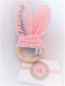 Preview: ★ 35x23 cm Kissen Geburt Hase Mädchen Name Herzen Einschulung Geburt Taufe ★ von Lüttentüddel