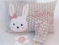 Preview: ★ 35x23 cm Kissen ★ Geburt Hase Mädchen Name Sternchen grau ★ von Lüttentüddel ★