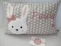 Preview: ★ 35x23 cm Kissen ★ Geburt Hase Mädchen Name Sternchen grau ★ von Lüttentüddel ★