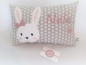 Preview: ★ 35x23 cm Kissen ★ Geburt Hase Mädchen Name Sternchen grau ★ von Lüttentüddel ★