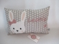 Preview: ★ 35x23 cm Kissen ★ Geburt Hase Mädchen Name Sternchen grau ★ von Lüttentüddel ★