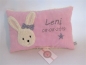 Preview: ★ 35x23 cm Kissen Geburt Hase Schleife Mädchen Name  Einschulung Taufe Schmusekissen Kissen to go...★ von Lüttentüddel