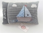 Preview: ★ 35x23 cm Kissen Geburt Einschulung KITA Kissen to go Boot Segelboot Name ★ von Lüttentüddel