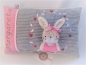 Preview: ★ 35x23 cm Kissen Geburt Einschulung Kita Taufe Hase  Mädchen Name ★ von Lüttentüddel