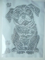 Preview: Mops Hund 3 Pfoten Strass Bügelbild Hotfix Hotglue