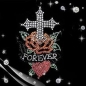 Preview: Kreuz Rose Herz FOREVER Strass HOTFIX HOTGLUE Bügelbild Applikation