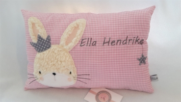 Preview: ★ 35x23 cm Kissen Geburt Hase Krone Mädchen Name Einschulung Geburt Reise Taufe★ von Lüttentüddel