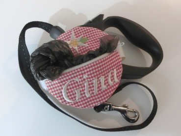 ♥ EDELWEIß Wunschname POOP BAG HUND KOTBEUTEL BESTICKT Hundeleine Automatikleine Flexi
