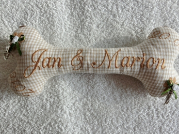 Preview: ♥ Ringkissen Knochen Wunschname Stickerei Hochzeit Hochzeitsknochen Just Married I Do von Lüttentüddel