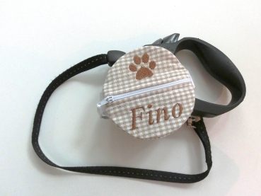 Preview: ♥ Pfote Wunschname POOP BAG HUND KOTBEUTEL BESTICKT Hundeleine Automatikleine Flexi
