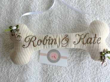 ♥ Ringkissen Knochen Wunschname Stickerei Hochzeit Hochzeitsknochen Just Married I Do Lüttentüddel®