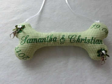 Preview: ♥ Zauberhaftes Ringkissen Knochen Wunschname Stickerei Hochzeit Standesamt  Hochzeitsknochen Just Married von LüttentüddelI®