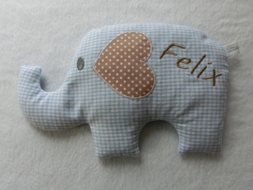 Preview: ♥ Elefant  Wunschname Körnerkissen Wärmekissen Dinkel Lavendel von Lüttentüddel