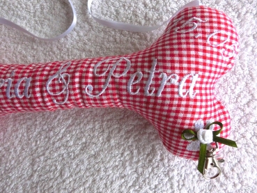 Preview: ♥ Ringkissen Knochen Wunschname Stickerei Hochzeit Hochzeitsknochen Just Married I Do