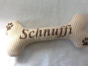 Preview: ♥ XXL Hundeknochen aus Stoff Wunschname Stickerei