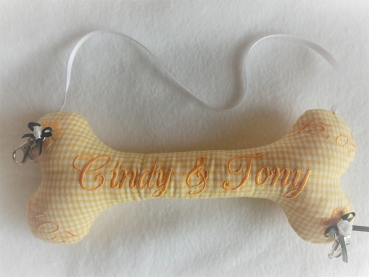 ♥ Ringkissen Knochen Wunschname Stickerei Hochzeit Hochzeitsknochen Just Married I Do