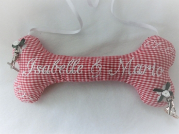 ♥ Ringkissen Knochen Wunschname Stickerei Hochzeit Hochzeitsknochen Just Married I Do von Lüttentüddel