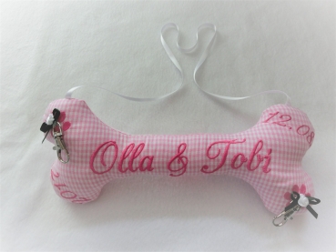Preview: ♥ Ringkissen Knochen Wunschname Stickerei Hochzeit Hochzeitsknochen Just Married I Do von Lüttentüddel