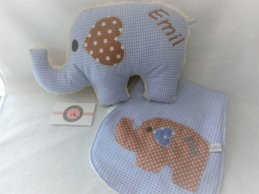 ♥ Elefant Schmusekissen Kita Name von Lüttentüddel von Lüttentüddel