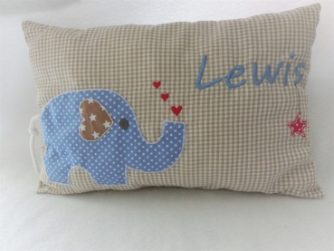 ★ 35x23 cm Kissen Geburt Elefant Name ★ von Lüttentüddel