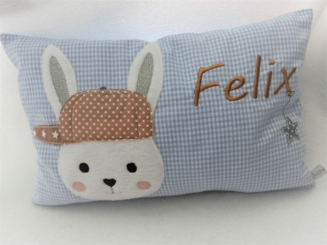 Preview: ★ 35x23 cm Kissen Geburt Hase Mädchen Name ★ von Lüttentüddel