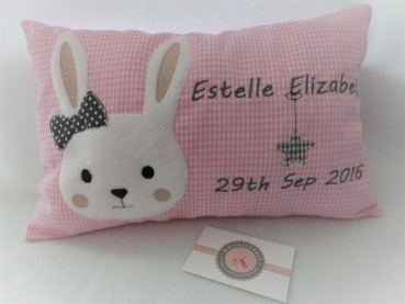 ★ 35x23 cm Kissen Geburt Hase Mädchen Name ★ von Lüttentüddel