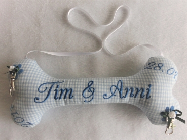 Preview: ♥ Ringkissen Knochen Wunschname Stickerei Hochzeit Hochzeitsknochen Just Married I Do
