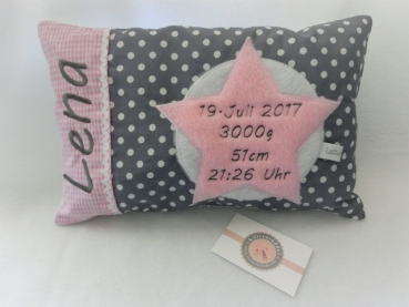 Preview: ★ 35x23 cm Kissen Geburt Stern Name ★ von Lüttentüddel