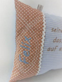 Preview: ★ 35x23 cm Kissen Geburt Taufe Fisch  Name ★ von Lüttentüddel