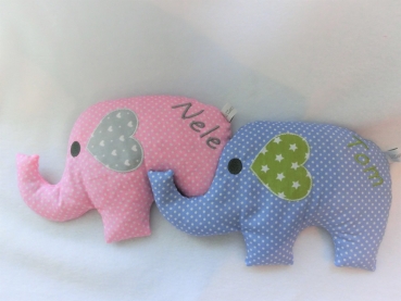 ♥ Elefant  Wunschname Körnerkissen Wärmekissen Dinkel Lavendel von Lüttentüddel