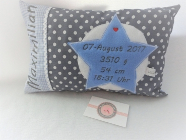 ★ 35x23 cm Kissen Geburt Taufe Stern Name ★ von Lüttentüddel