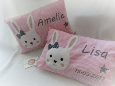 ★ 35x23 cm Kissen Geburt Hase Mädchen Name ★ von Lüttentüddel