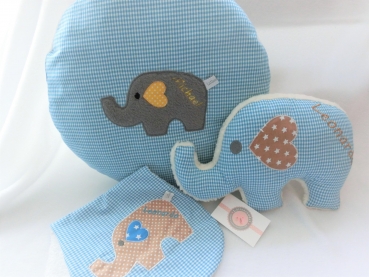 ♥ Elefant Schmusekissen Kita Name von Lüttentüddel von Lüttentüddel