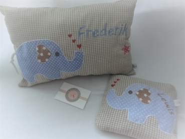 ★ 35x23 cm Kissen Geburt Elefant Name ★ von Lüttentüddel