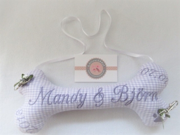 ♥ Ringkissen Knochen Wunschname Stickerei Hochzeit Hochzeitsknochen Just Married I Do