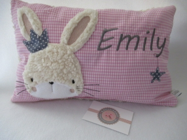 ★ 35x23 cm Kissen Geburt Hase Krone Mädchen Name ★ von Lüttentüddel