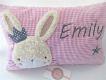 ★ 35x23 cm Kissen Geburt Hase Krone Mädchen Name ★ von Lüttentüddel