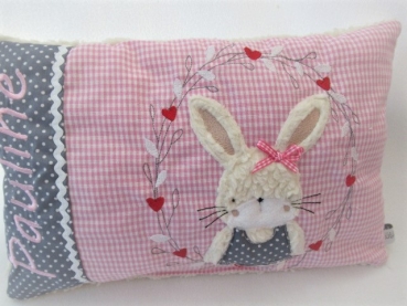 Preview: ★ 35x23 cm Kissen Geburt Einschulung Kita Taufe Hase  Mädchen Name ★ von Lüttentüddel